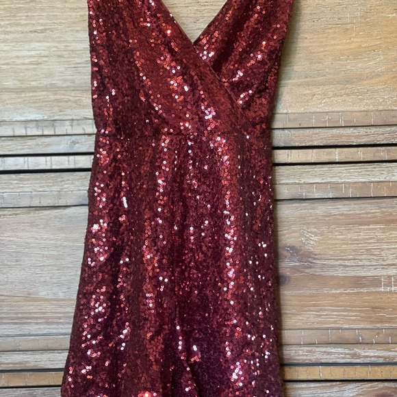 Lunik from Lulus Wine Red Sequin Romper. - Picture 4 of 9